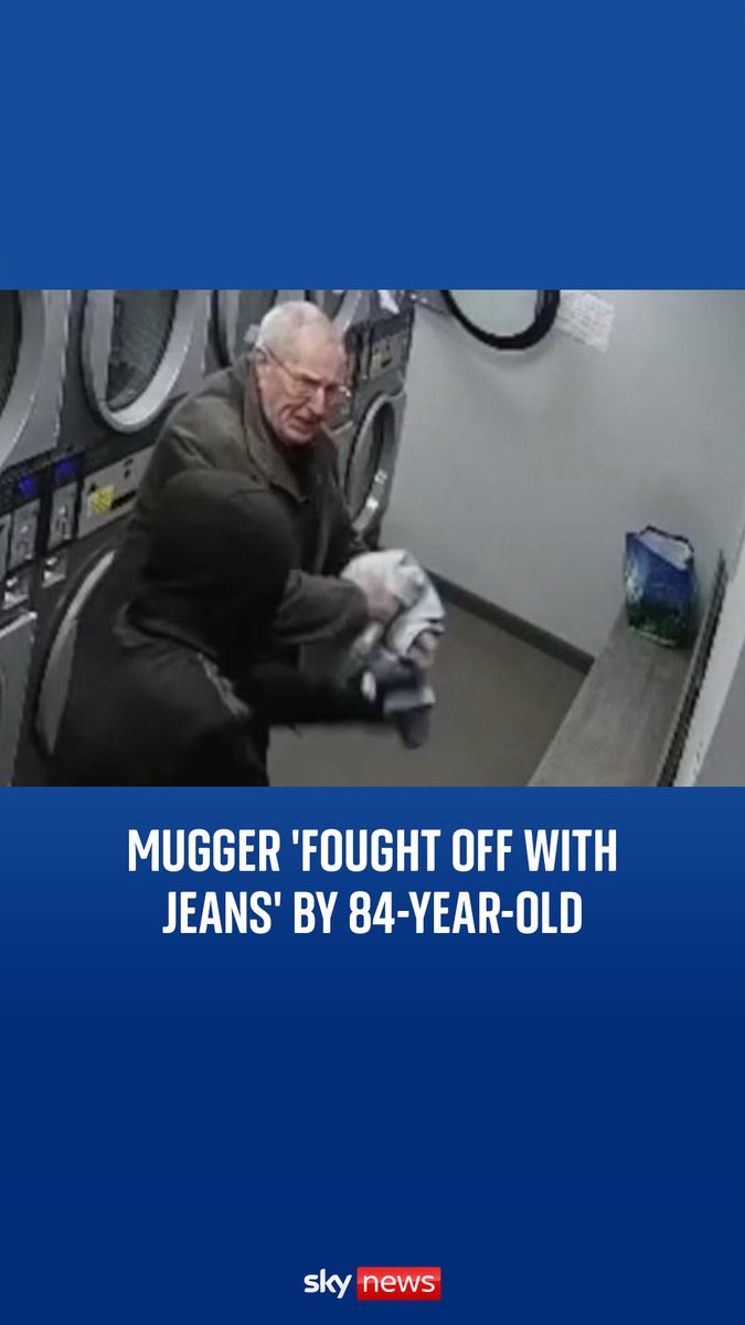 An 84-year-old man who was accosted in a launderette by a man in a mask demanding money stood his ground and fought off the attacker twice.