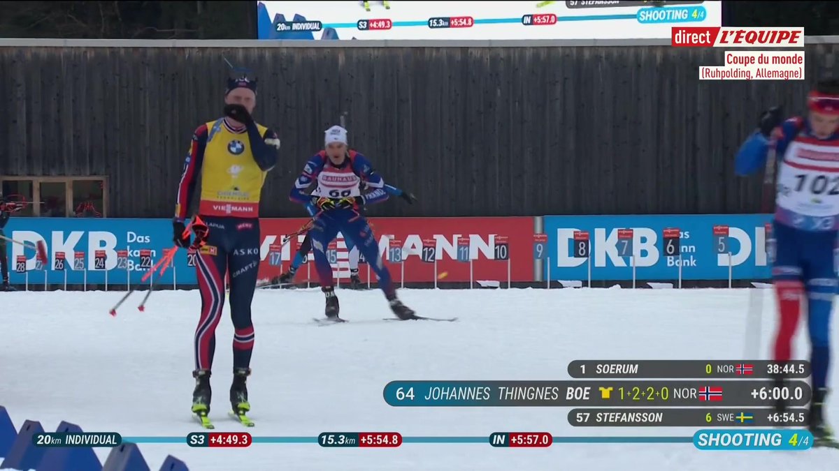 Johannes Boe fait le show et... met le clignotant ! Une image totalement folle🤨 #lequipeBIATHLON