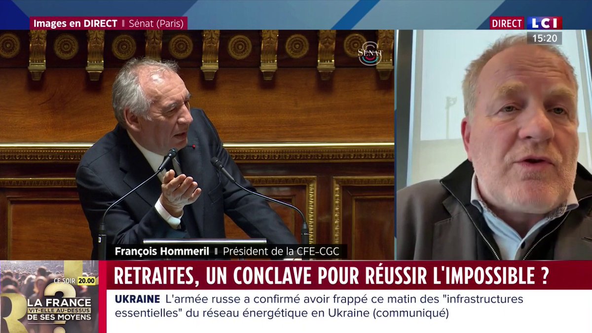 🗣️ "Nous n'avons pas à assumer des décisions à prendre qui concernent le financement du régime de retraite des fonctionnaires" lance le président de la CFE-CGC, François Hommeril