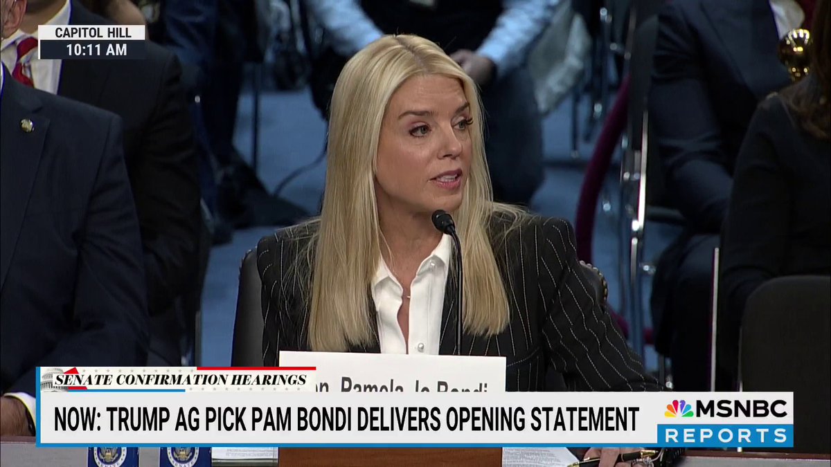 MOMENTS AGO: Trump AG pick Pam Bondi delivers opening statement at confirmation hearing WATCH LIVE here: