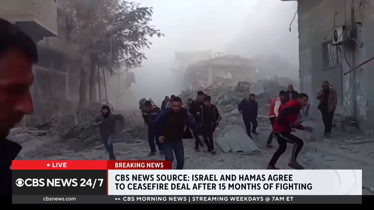 BREAKING: Israel and Hamas have reached a ceasefire and hostage release agreement to halt more than a year of fighting in the Gaza Strip, U.S. officials told CBS News’ Margaret Brennan on Wednesday.