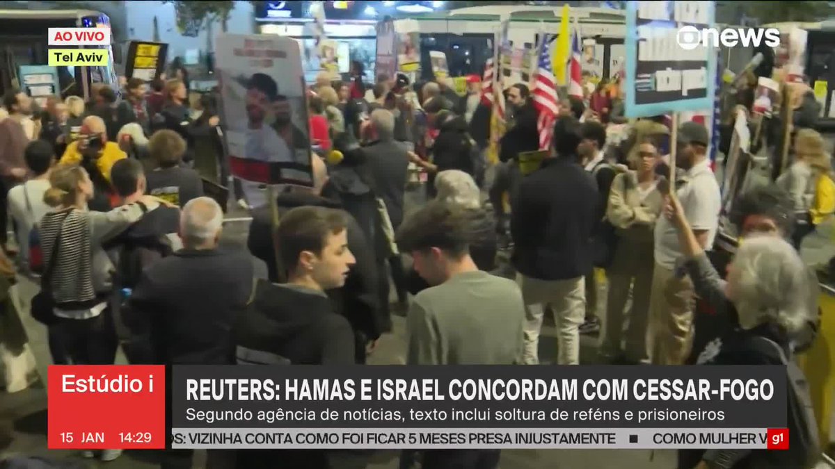 Olha aí as comemorações em Israel e na Palestina após anúncio de cessar-fogo em Gaza.