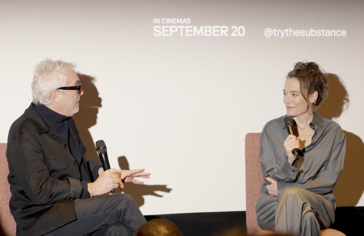 "I find this film absolutely extraordinary. And I submit to say, probably at this point, this is the film that defines our times." Alfonso Cuarón on Coralie Fargeat's THE SUBSTANCE.