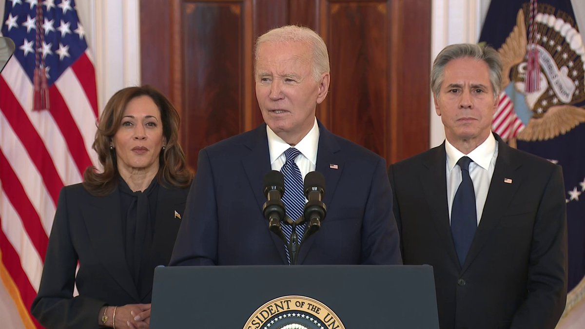 "This deal was developed and negotiated under my administration, but its terms will be implemented for the most part by the next administration." Biden on the new ceasefire agreement between Israel and Hamas and the next administration's opportunity to create a "new future".