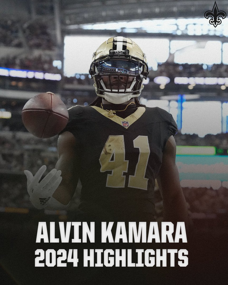A career-high in rushing yards in the same year he became the #Saints all-time leading rusher. Year 8 for Alvin Kamara 👑 📺