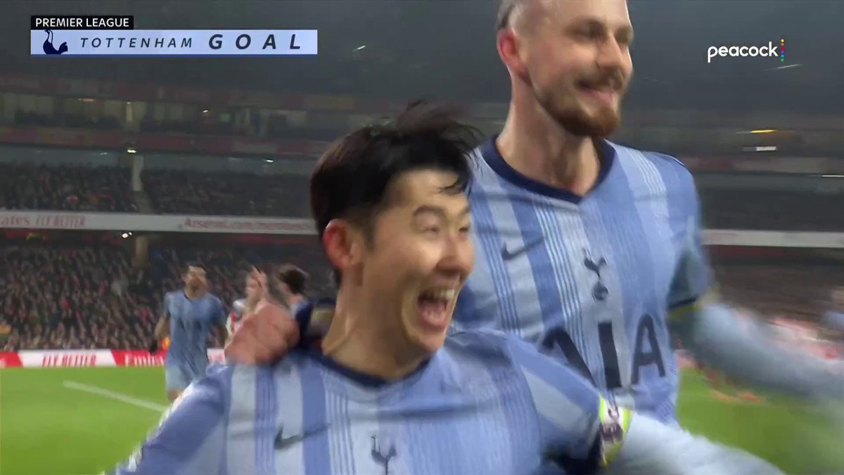 HEUNG-MIN SON'S DEFLECTED EFFORT FINDS THE NET. SPURS LEAD IN THE NORTH LONDON DERBY. 👀 📺 Peacock | #ARSTOT