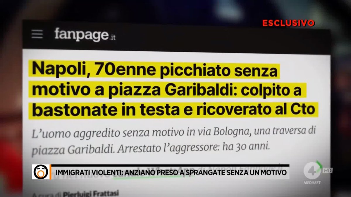 Un uomo di 70 anni è ridotto in fin di vita in seguito all’aggressione da parte di un immigrato irregolare. È successo a #Napoli. Il servizio di Annalisa Grandi è disponibile su Mediaset Infinity