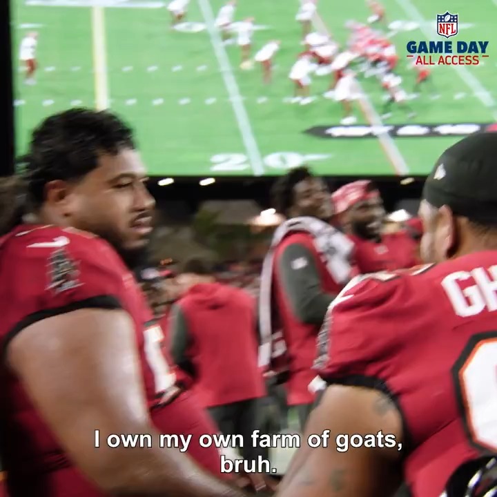 "I own my own farm of goats, bruh." 😂 vitavea, goat expert 🐐 (via NFL Films)