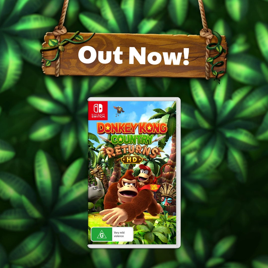 Stomp enemies, blast through barrels, and ride rockets and mine carts in 80 levels across nine worlds! #DonkeyKong Country Returns HD is out now on #NintendoSwitch: