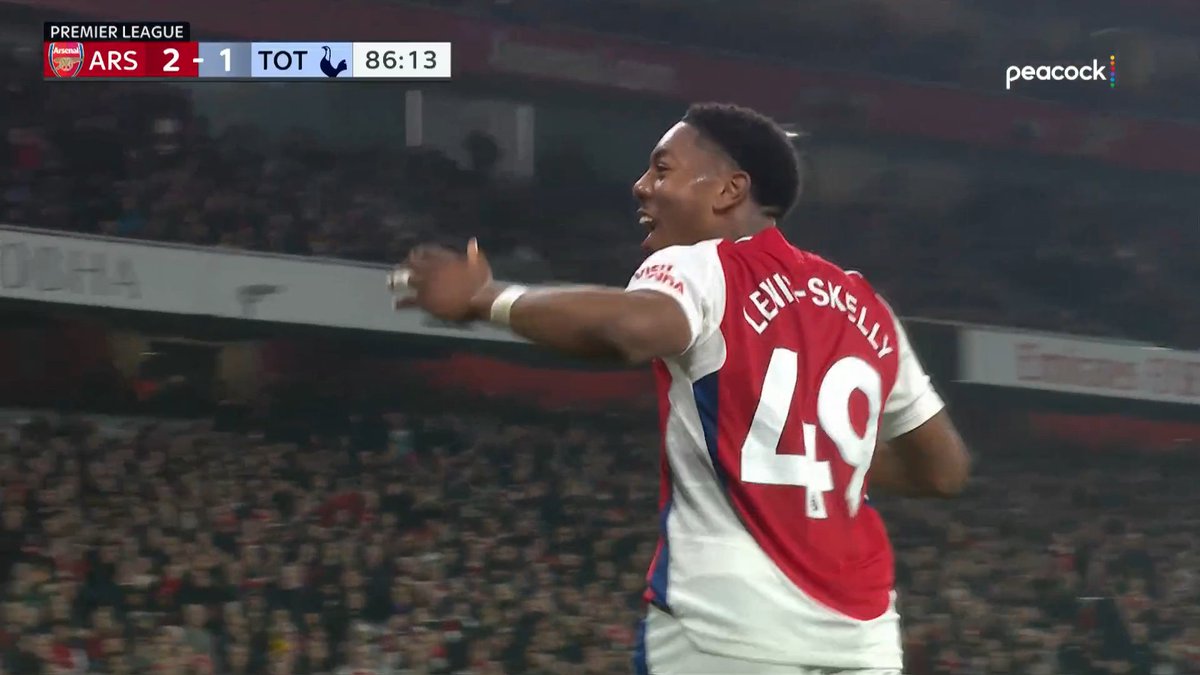 Myles Lewis-Skelly, who joined Arsenal aged eight and started in his first North London Derby at just 18, was every Gunners fan when he subbed off ❤️ Rattling Tottenham players en route too 😅