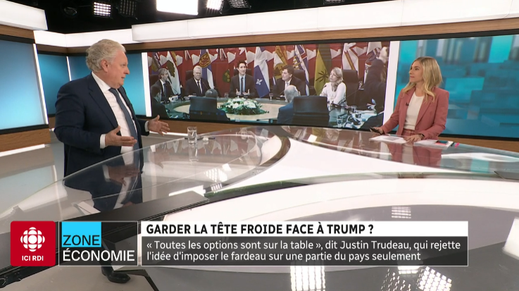 «Il faut rester calme. Il faut laisser M. Trump abattre ses cartes. Après, il faut répondre de manière stratégique [...] Comme nous ne sommes pas plus gros, il faut être plus intelligent, plus fin, mais encore faut-il s’accorder entre nous», explique Jean Charest à #Zoneéconomie