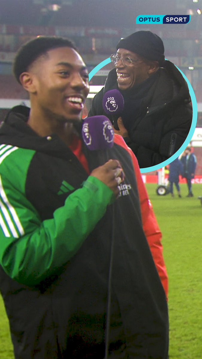 Myles Lewis-Skelly speaking with Ian Wright ❤️ 🎥 Optus Sport
