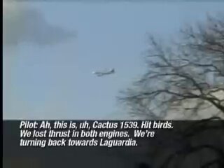 January 15, 2009 3:26pm CACTUS 1549 departs LaGuardia Airport. 3:31pm CACTUS 1549 lands on the Hudson River. A National Transportation Safety Board (NTSB) official described it as "the most successful ditching in aviation history"