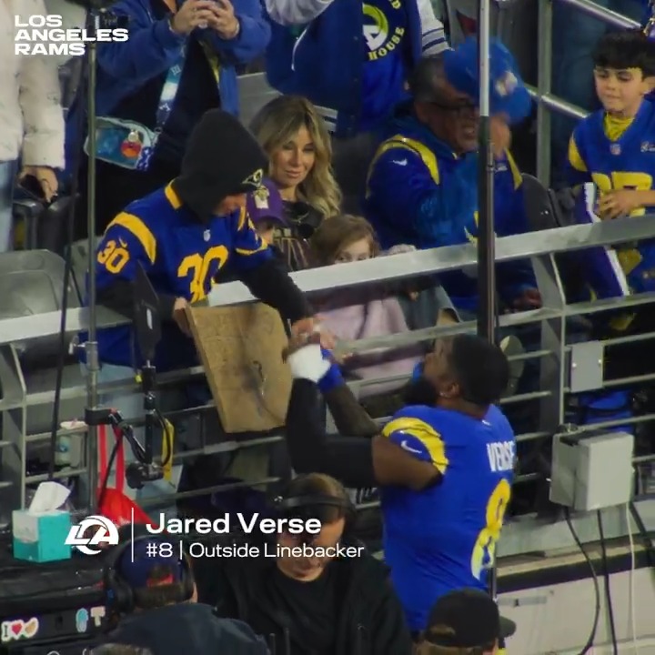 "I'm in that mode, baby!" 😈 Jared Verse on the mic during his first NFL playoff win! 🎤