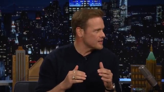 “It’s a psychological, sexy drama.” -Sam Heughan on his new series #TheCoupleNextDoor! STARZ #FallonTonight