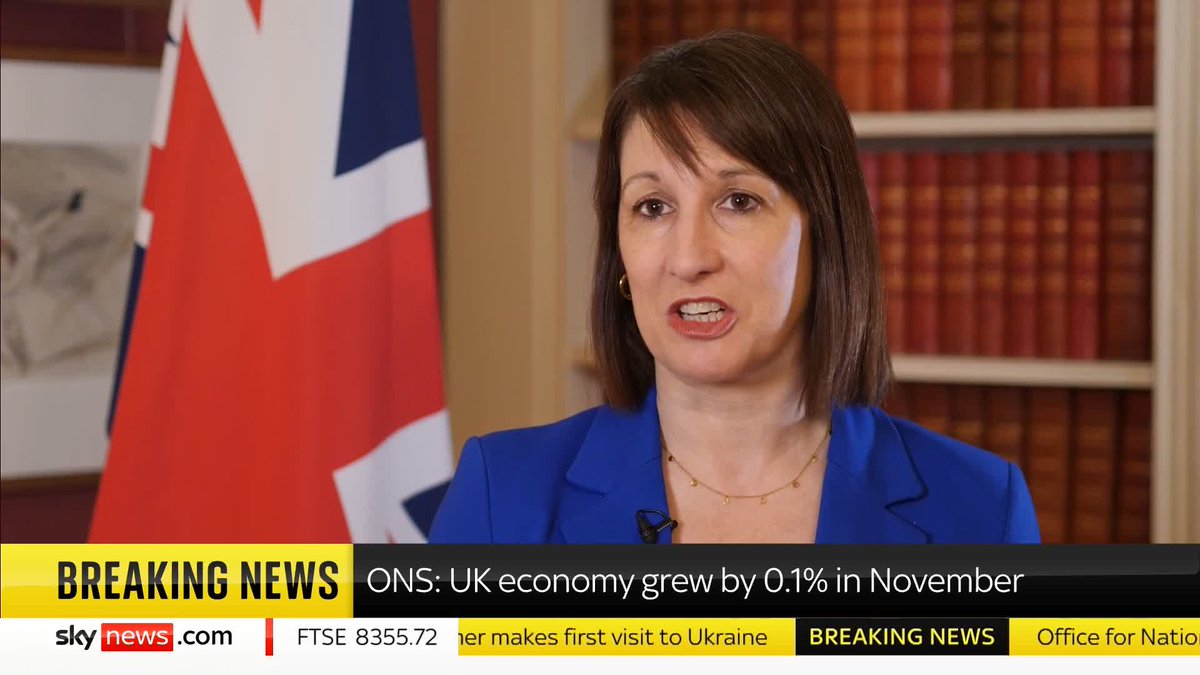 "We need to do more to grow our economy, to make British people better off." Chancellor Rachel Reeves reacts to Gross Domestic Product (GDP) growing by 0.1% in November. 📺 Sky 501 and YouTube