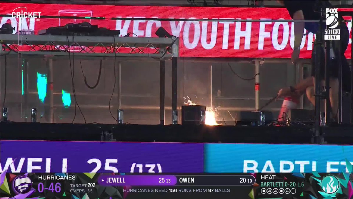 Play was delayed at The Gabba when a fire broke out in the stands. #BBL14
