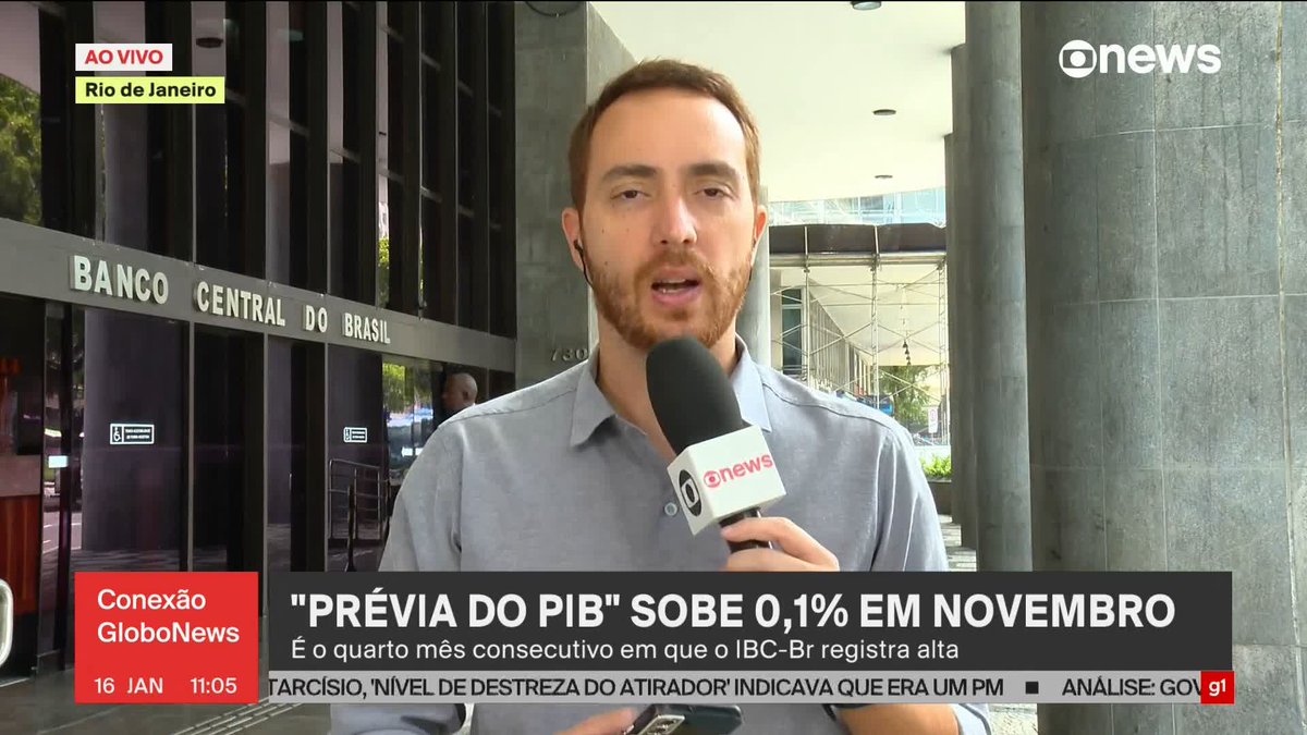 Prévia do PIB sobe 0,1% em novembro. É o quarto mês consecutivo que o IBC-Br registra alta. Detalhes com André Coelho. ➡ Assista ao #ConexãoGloboNews: #GloboNews