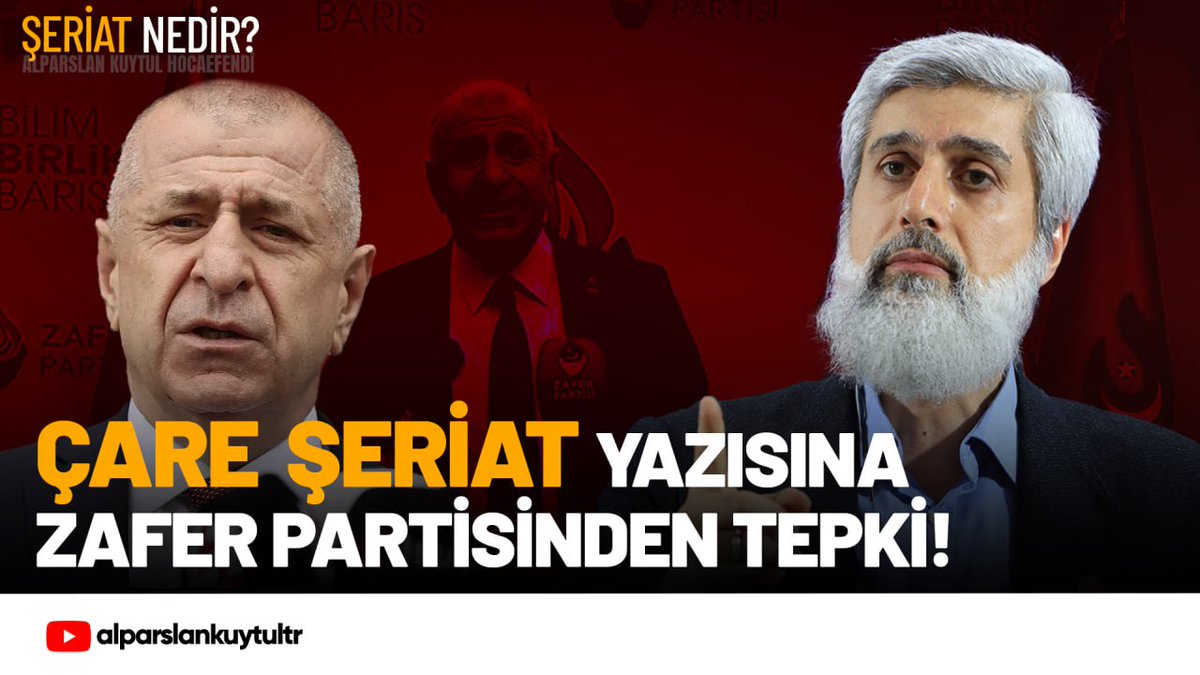 "Çare Şeriat" Yazılarına Zafer Partisi'nden Tepki Böyle söyledikleri iyi olmuş. Herkesin rengi ortaya çıksın, herkesin görüşü ortaya çıksın, eğer inanmıyorsa inanıyor gibi yapmasın.
