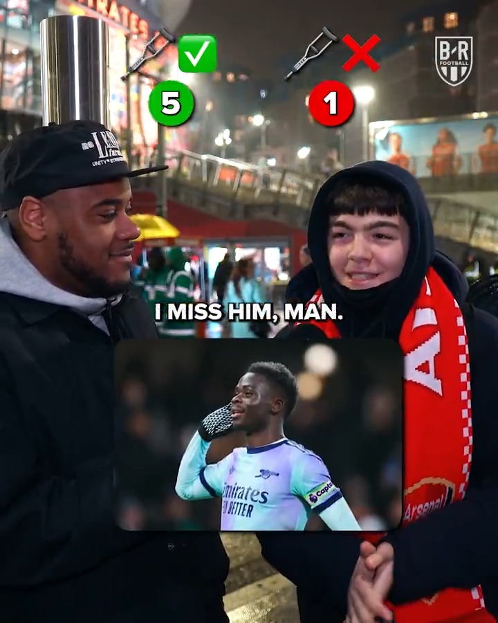 Would Arsenal fans spend six months on crutches to have Bukayo Saka back? 🩼 (w/ Miles 🫰🏾🇬🇭)