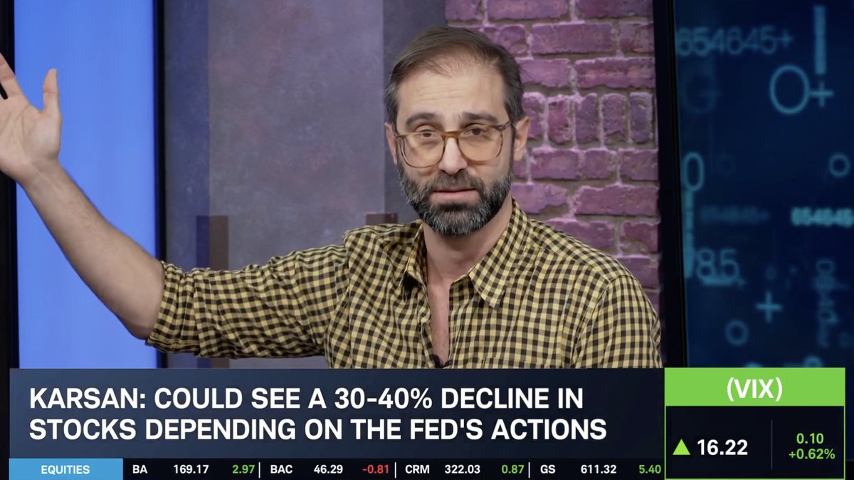 Yields above 6%? A possible 30-40% decline in stocks? Cem Karsan 🥐 lays out how the Fed’s actions could send the market on two different paths with Oliver Renick: 🥐 “This is not a sideways market, this is a volatile market coming. Prepare for it accordingly.”