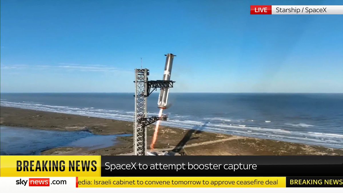 BREAKING: The booster has been successfully caught following the SpaceX Starship test launch. 📺 Sky 501 and YouTube