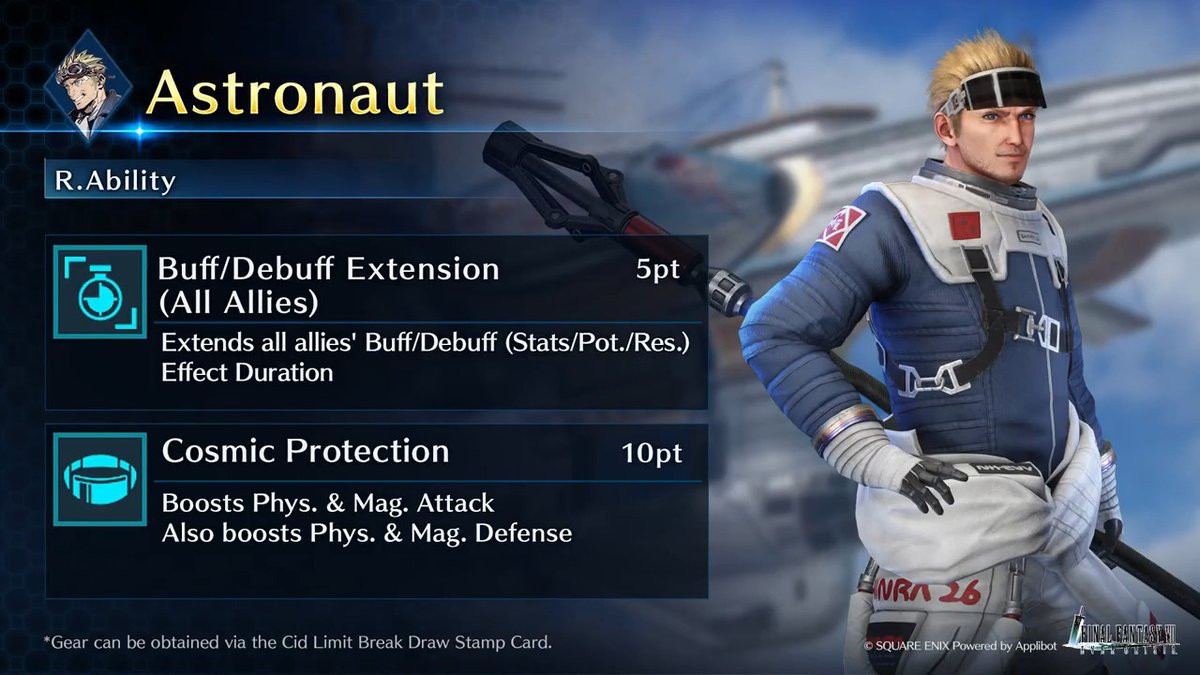 Check out Cid's Astronaut! Get this Cid-Exclusive Gear from Cid Limit Break Draw on the Stamp Card! #FF7EC #FF7EverCrisis #FF7