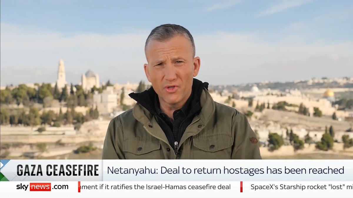 "It is finally going ahead." alex rossi has the latest from Jerusalem ahead of Israel's security cabinet meeting today which will give final approval to a deal with Hamas for a ceasefire in Gaza and the release of hostages. 📺 Sky 501 and YouTube