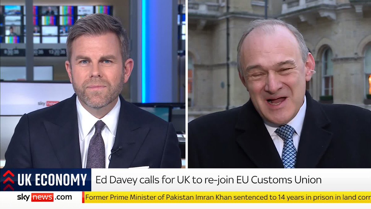 Liberal Democrat Leader Sir Ed Davey is calling on the government to negotiate a UK-EU Customs Union. He tells Sky News why his party has "pushed this" forward now - and what we can learn from Donald Trump ⬇️ 📺 Sky 501