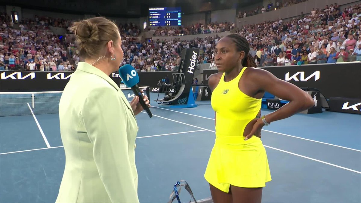 Gauff after reaching Australian Open R16 “This is 1 of the best tennis outfits ever. Is it comfortable? Coco: “A lot of people were wondering how I use the bathroom in it… so I posted a video on IG. Not actually demonstrating but you get the idea” 😂