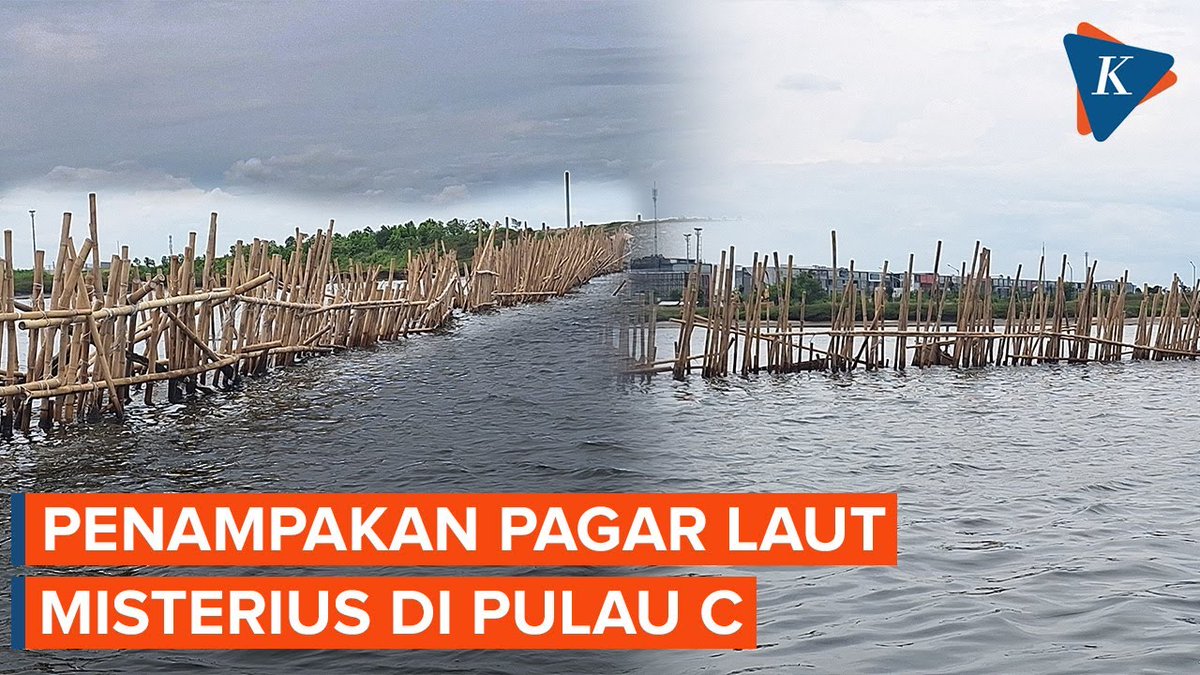 Pagar laut tidak hanya ditemukan di Tangerang dan Bekasi. Kali ini, pagar itu ditemukan terpasang di seberang Pulau C, Pantai Indah Kapuk 1, Jakarta Utara. | #PagarLaut #Tangerang #Bekasi #PIK