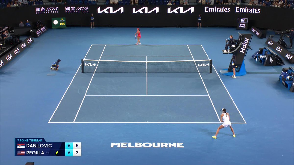 On the march! After an even first set Danilovic Olga makes her move in the 'breaker! She wins it and the set off Jessica Pegula. Wide World of Sports • ESPN • @eurosport • WOWOWテニス • #AusOpen • #AO2025
