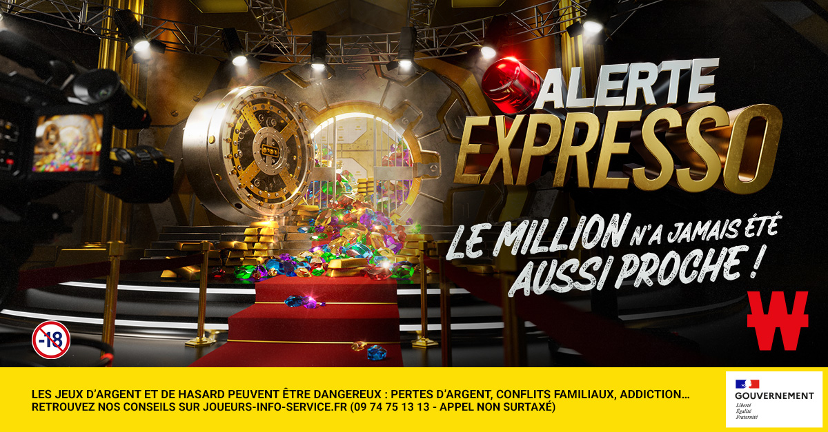 🤑 Le Million n'a jamais été aussi proche ! Qualifie toi sur Alerte Expresso et viens jouer un Expresso de 50 000 € à 1 000 000 € dans les studios de Winamax TV !