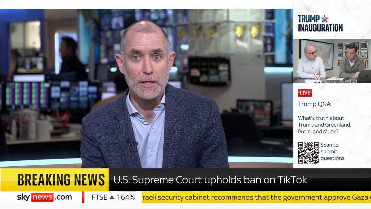 BREAKING: The Supreme Court has ruled that TikTok will be officially banned in the US on Sunday if it is not sold by its Chinese parent company. Sky's Tom Clarke reports ⬇️ Read more: 📺 Sky 501, Virgin 602, Freeview 233 and YouTube