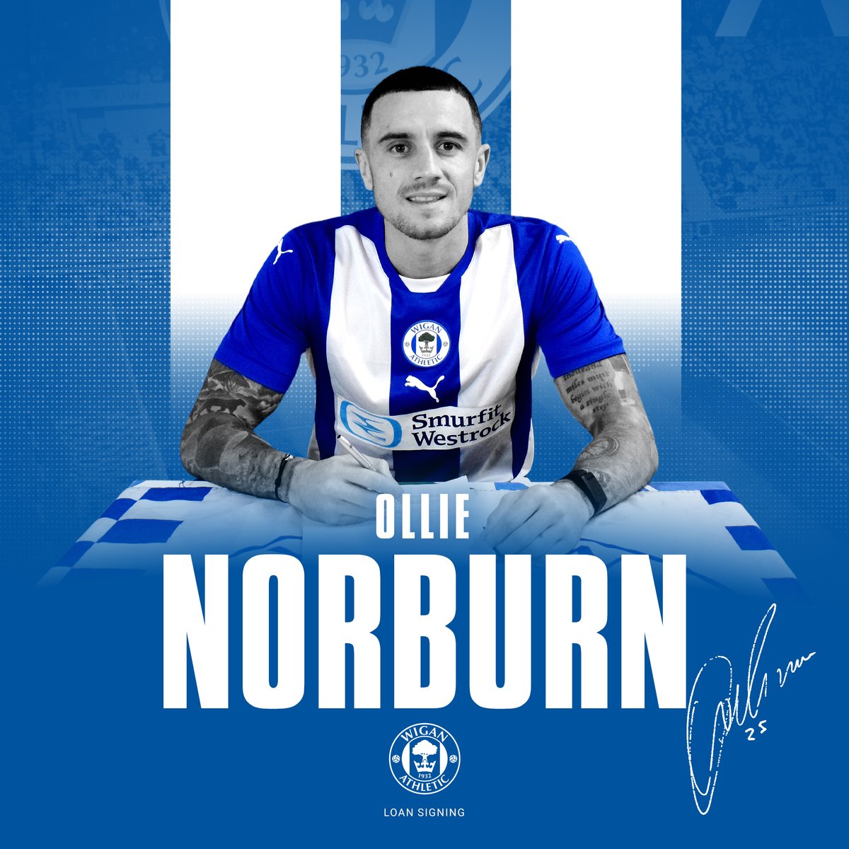 𝐎𝐥𝐥𝐢𝐞 𝐍𝐨𝐫𝐛𝐮𝐫𝐧 𝐢𝐬 𝐚 𝐓𝐢𝐜! 🤝 ✍️ The experienced midfielder has signed on loan from Blackpool until the end of the season! #wafc 🔵⚪️ | Oliver Norburn