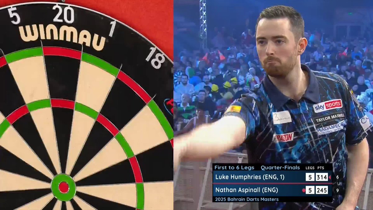 WHAT A SHOT FROM HUMPHRIES 🙌 It's breathtaking from Humphries as he pins a 123 checkout to beat Nathan Aspinall 6-5 in a thrilling opener on Day Two. 📺 #WorldSeriesDarts