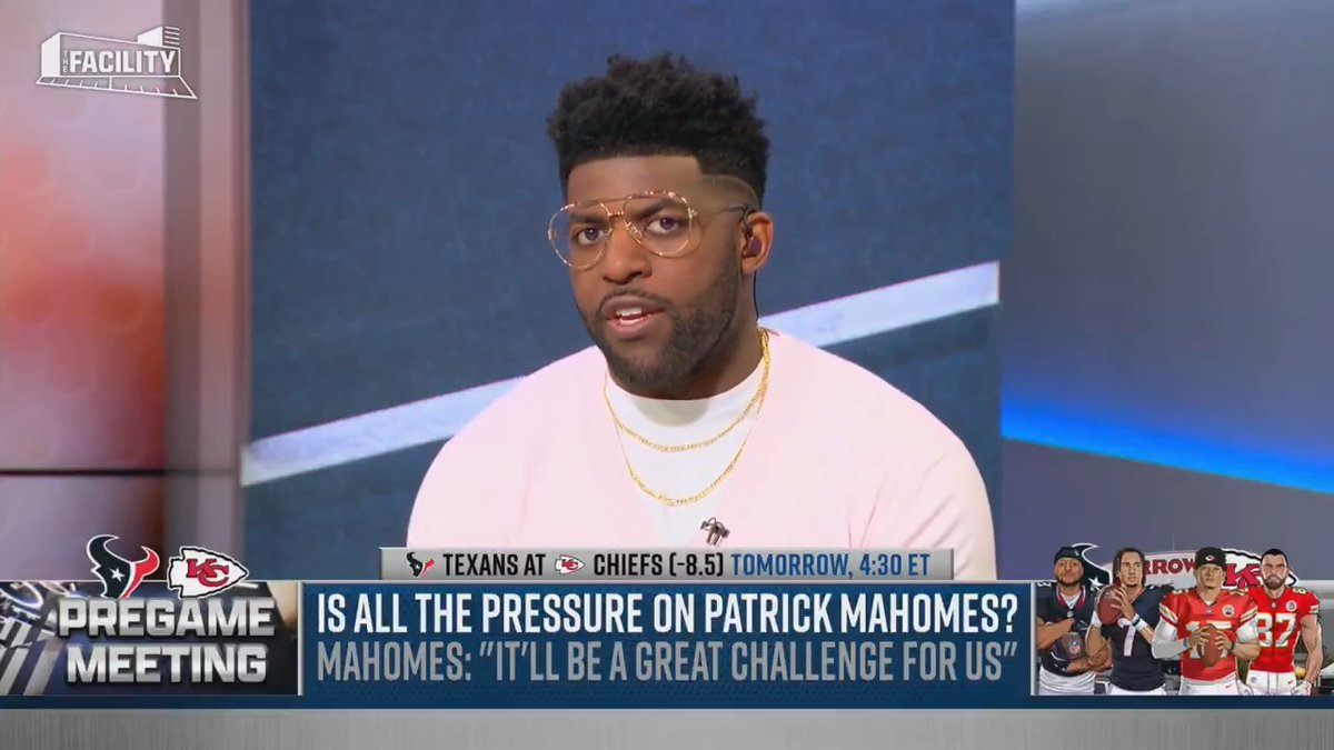 “All the pressure is on Patrick Mahomes. Patrick and Lamar are the 2 individuals that can’t afford to lose this weekend.” — Emmanuel Acho