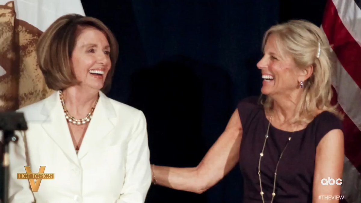 JILL BIDEN ON RELATIONSHIP WITH NANCY PELOSI TODAY: #TheView co-hosts react to an exit interview First Lady Jill Biden gave where she said she was "disappointed" by how her friend of 50 years Nancy Pelosi handled the controversy that led to her husband stepping down.