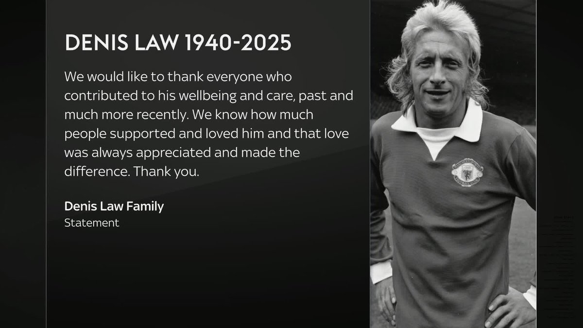 Former Manchester United, Manchester City and Scotland striker Denis Law has died at the age of 84.