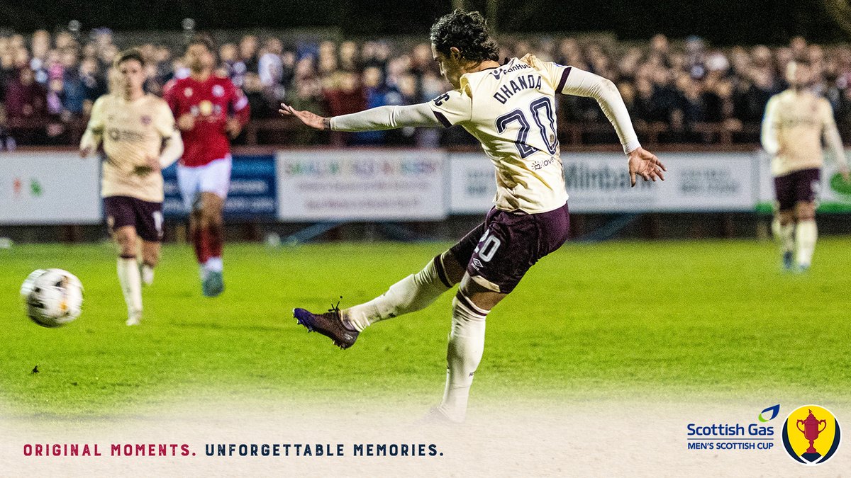 💥 Yan Dhanda blasts one into the top corner to make it 1-1 at Glebe Park. #ScottishCup | Heart of Midlothian FC