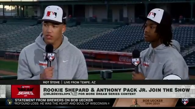 Rookie Shepard (Miami Hurricanes Baseball commit) and Anthony Pack Jr. (Texas Baseball commit) are two of the many talented players out at the 2025 #DREAMSeries! Shepard and Pack Jr. discuss trying to be the best versions of themselves and having fun playing the game. MLBDevelops