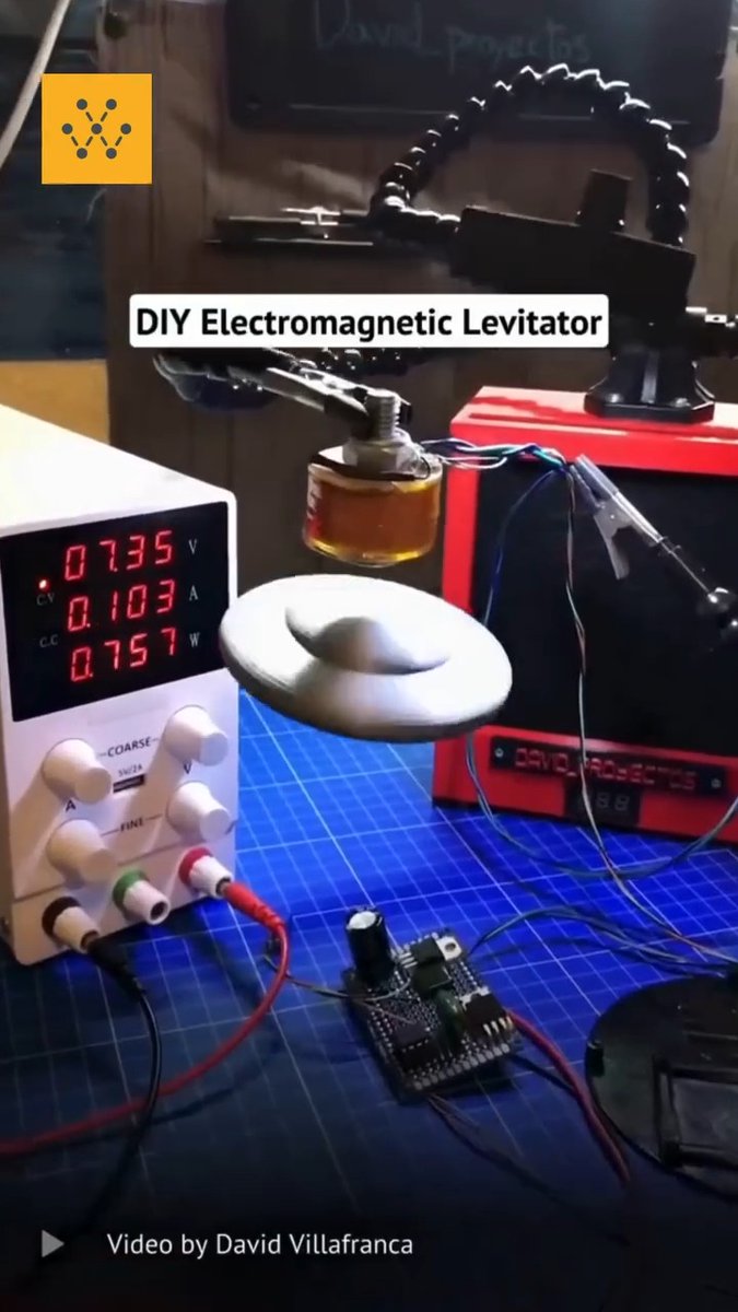 DIY electromagnetic levitator that works 👌 The UFO is made with 3D printed parts of its own design, neodymium magnets and carries a coil and several LEDs so it can be powered wirelessly with an external induction circuit. This is based on the magnetic levitation circuit of Celestí Capell. Video Credit: David Villafranca #diy #digitalelectronics #makermovement #engineering #engineer #electronics #ciencia #science #hazlotumismo #technlogy #pcb #diyelectronics #diyprojects