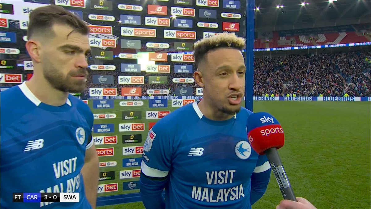 Absolute scenes at the Cardiff City Stadium! Callum Robinson and Dimitrios Goutas give their post-match reactions 🔥
