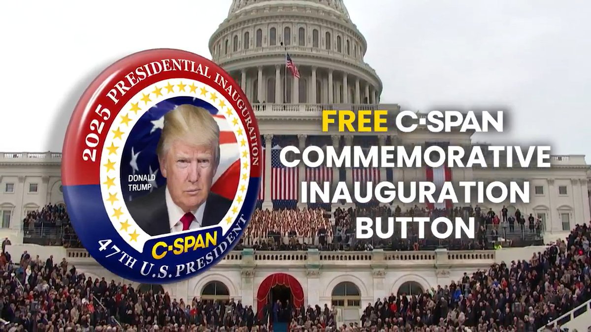 C-SPAN's offering a special keepsake for 2025 Inauguration Day. Get your Free C-SPAN Commemorative Trump Inauguration button. Click to get yours: #inauguration #inaugurationday #inauguration2025 #usa #cspan #TrumpInauguration2025 #inaugurationceremony