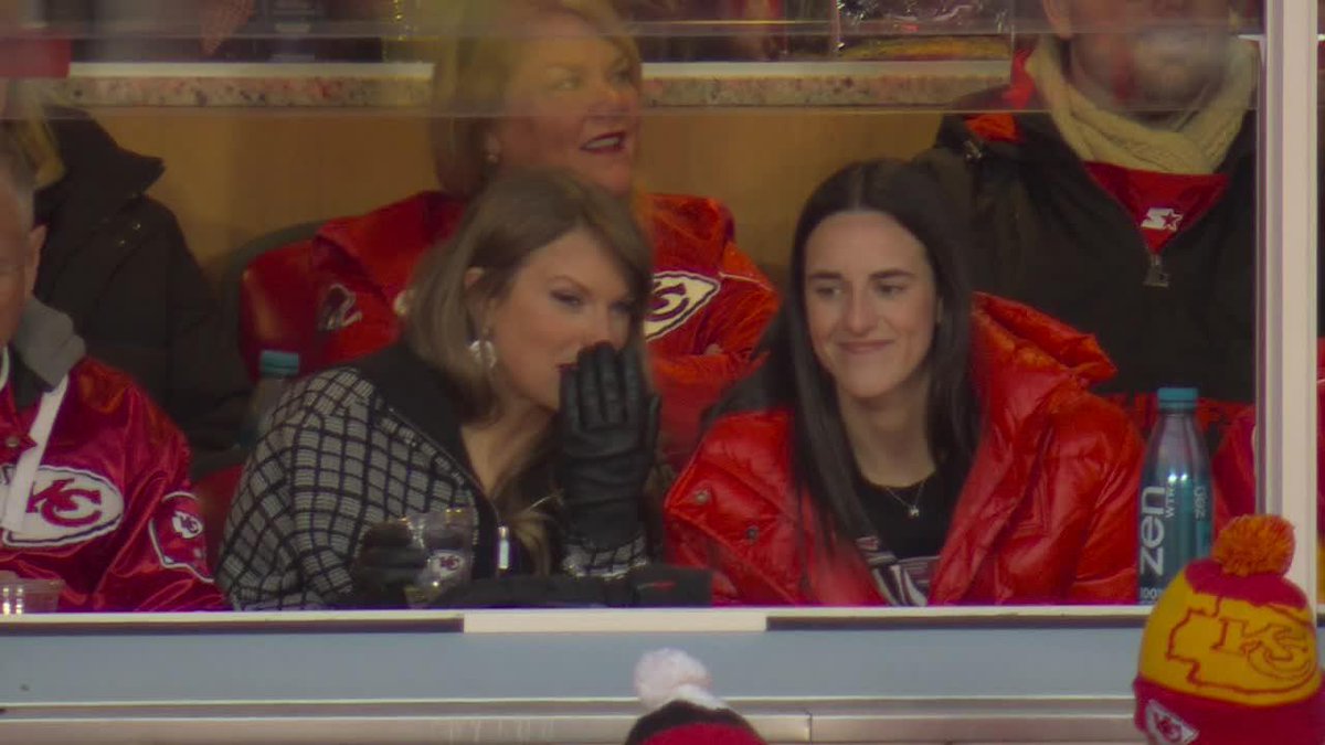 Taylor Swift and Caitlin Clark taking in the Chiefs game together 🤝 #HOUvsKC | ESPN, ABC, ESPN+