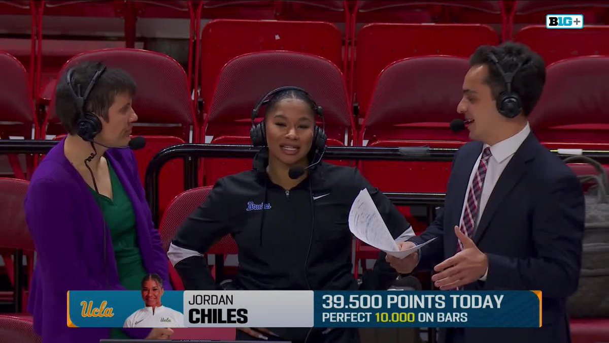 Ryan Martin and @CaChauvenet catch up with Olympic Gold Medalist Jordan Chiles after competing against the Terrapins. 🤸♀️🥇