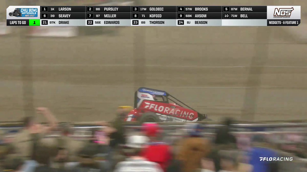 🏆 Kyle Larson is a three time Chili Bowl Champion!!! He wins the 39th #ChiliBowl Nationals powered by NOS Energy Drink!