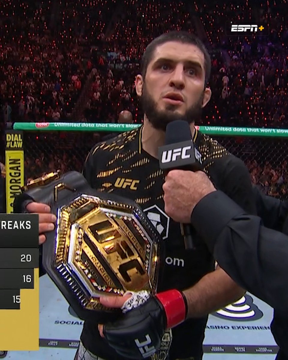 “If somebody wants this belt, come to the cage.” Islam Makhachev after his 15th straight victory 😤 #UFC311
