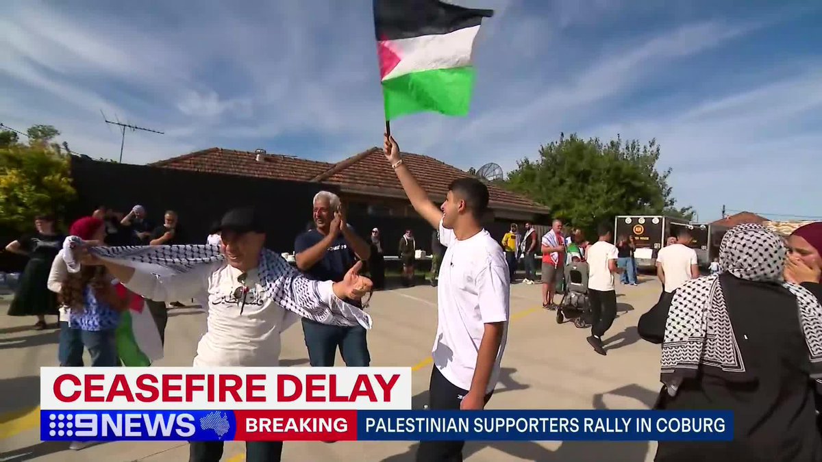 Palestinian supporters are gathering in Coburg, cautiously optimistic of the ceasefire deal between Israel and Hamas. Lana Murphy #9News