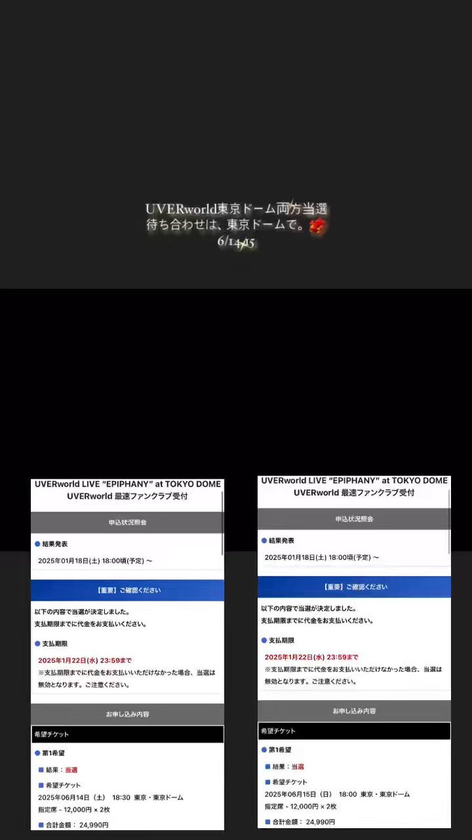 UVERworld東京ドーム両方当選 待ち合わせは、東京ドームで。🐦‍🔥